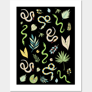 pastel muted color snake pattern Posters and Art